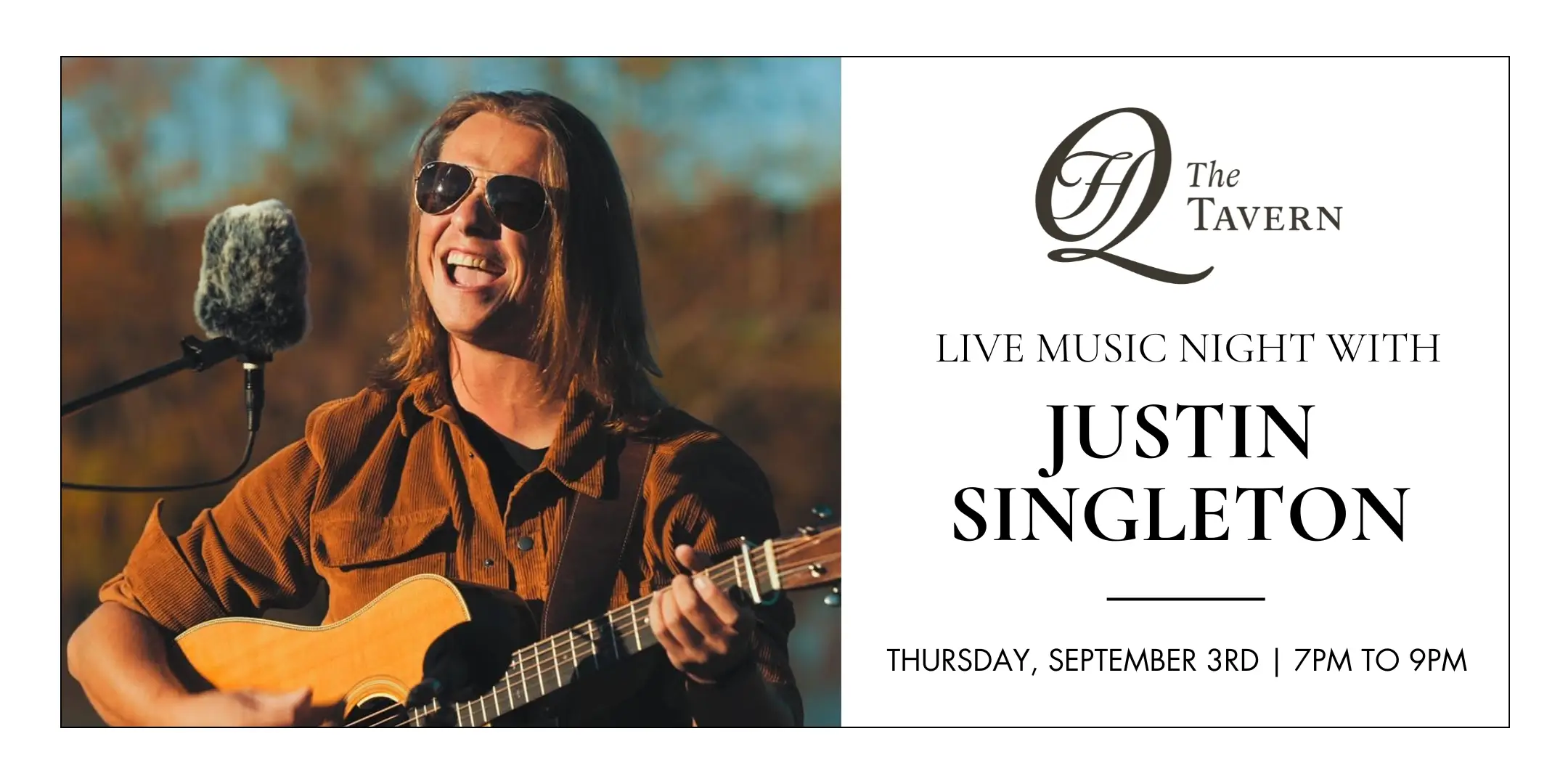 Live music performance by Justin Singleton at The Tavern