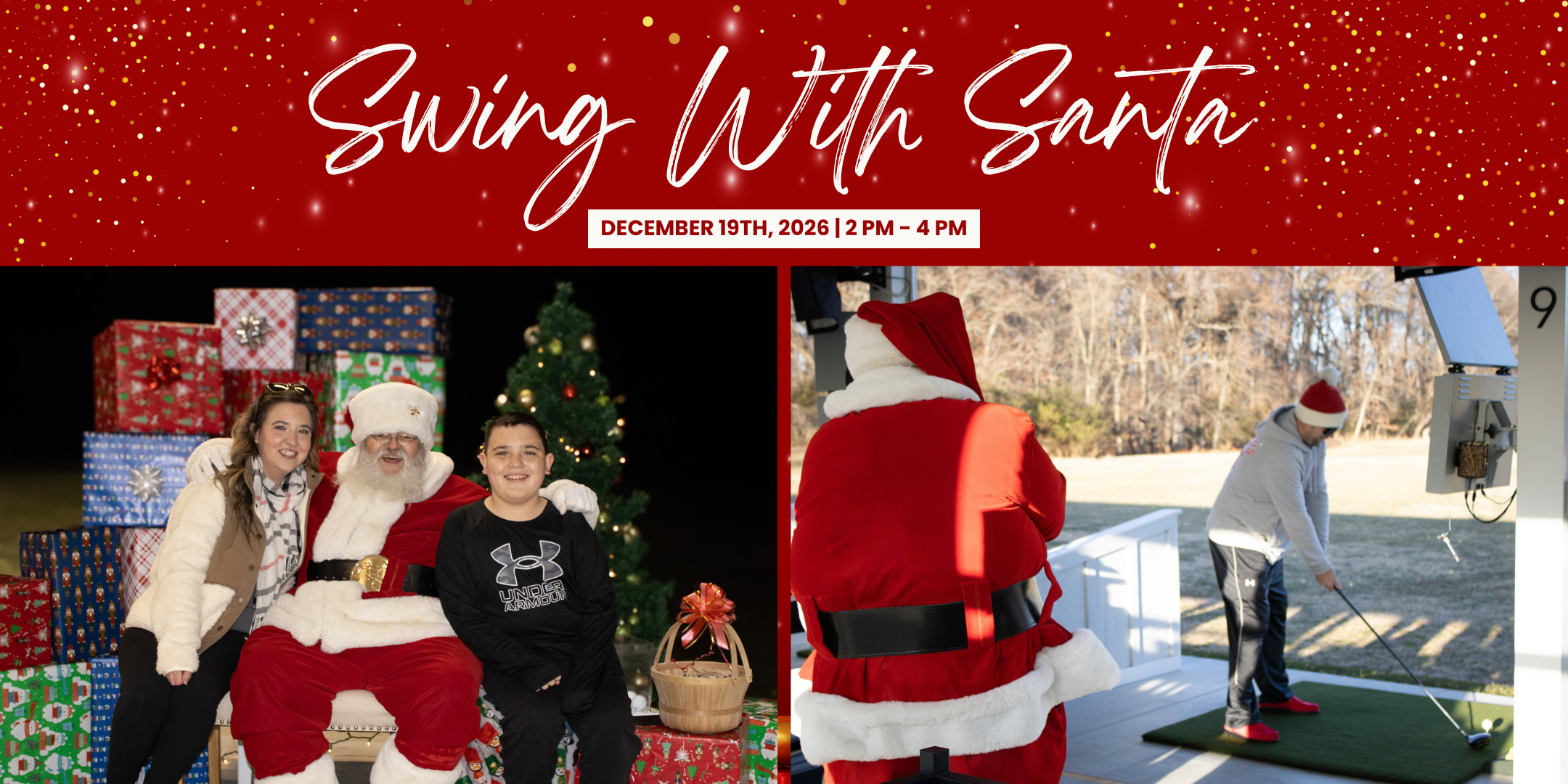 Make holiday memories at Queenstown Harbor’s Swing with Santa! Join us Saturday, December 19, from 2–4 PM for a festive afternoon featuring Toptracer golf games, a complimentary hot chocolate bar, and a special visit from Santa.