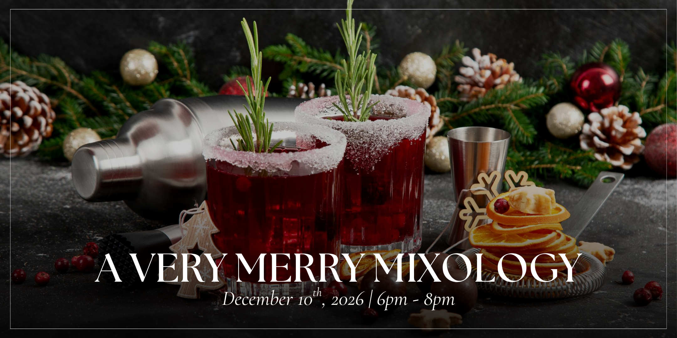 Shake, stir, and sip your way into the holiday season at our interactive Holiday Mixology Class in the scenic River House. Led by an expert instructor, this two-hour hands-on experience will teach you how to craft festive seasonal cocktails while learning professional bartending techniques along the way. You’ll mix, muddle, and garnish your own creations with step-by-step guidance, using all the ingredients and bar tools provided. Enjoy your cocktails alongside curated light bites and refreshments from our kitchen, all while soaking in the festive atmosphere of the River House.
