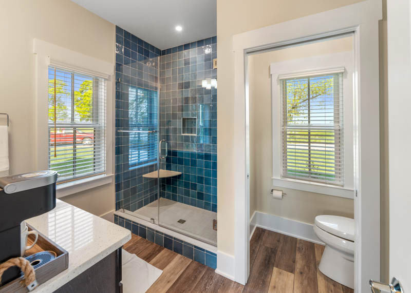 one of queenstown harbor's bathrooms in their bungalows