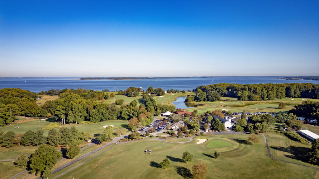 queenstown harbor golf resort aerial view