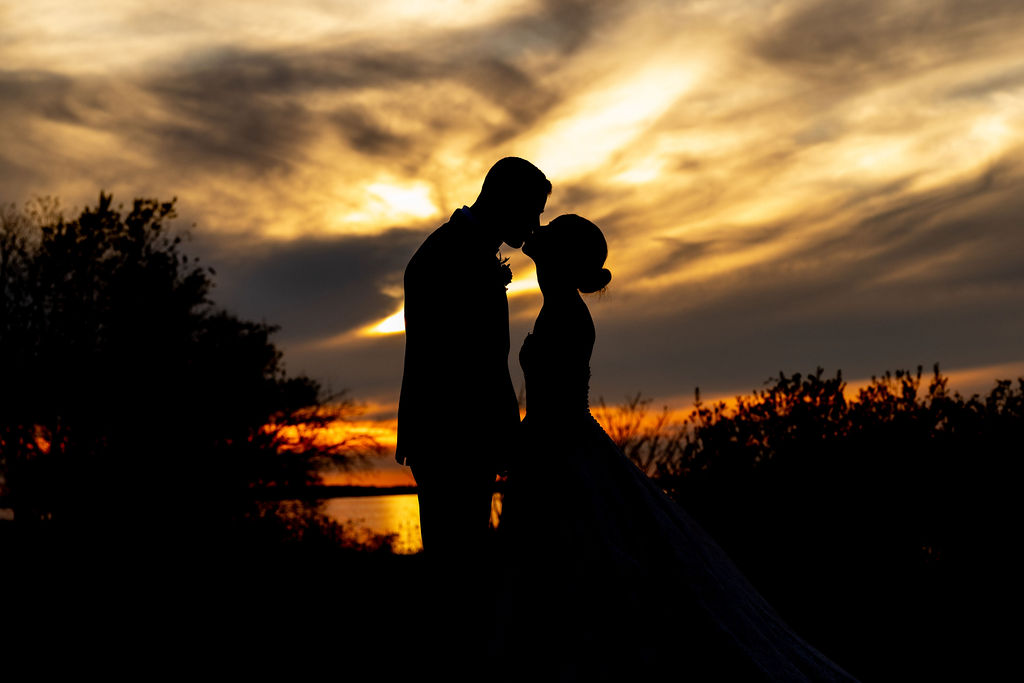 Waterfront Silhouette wedding couple
